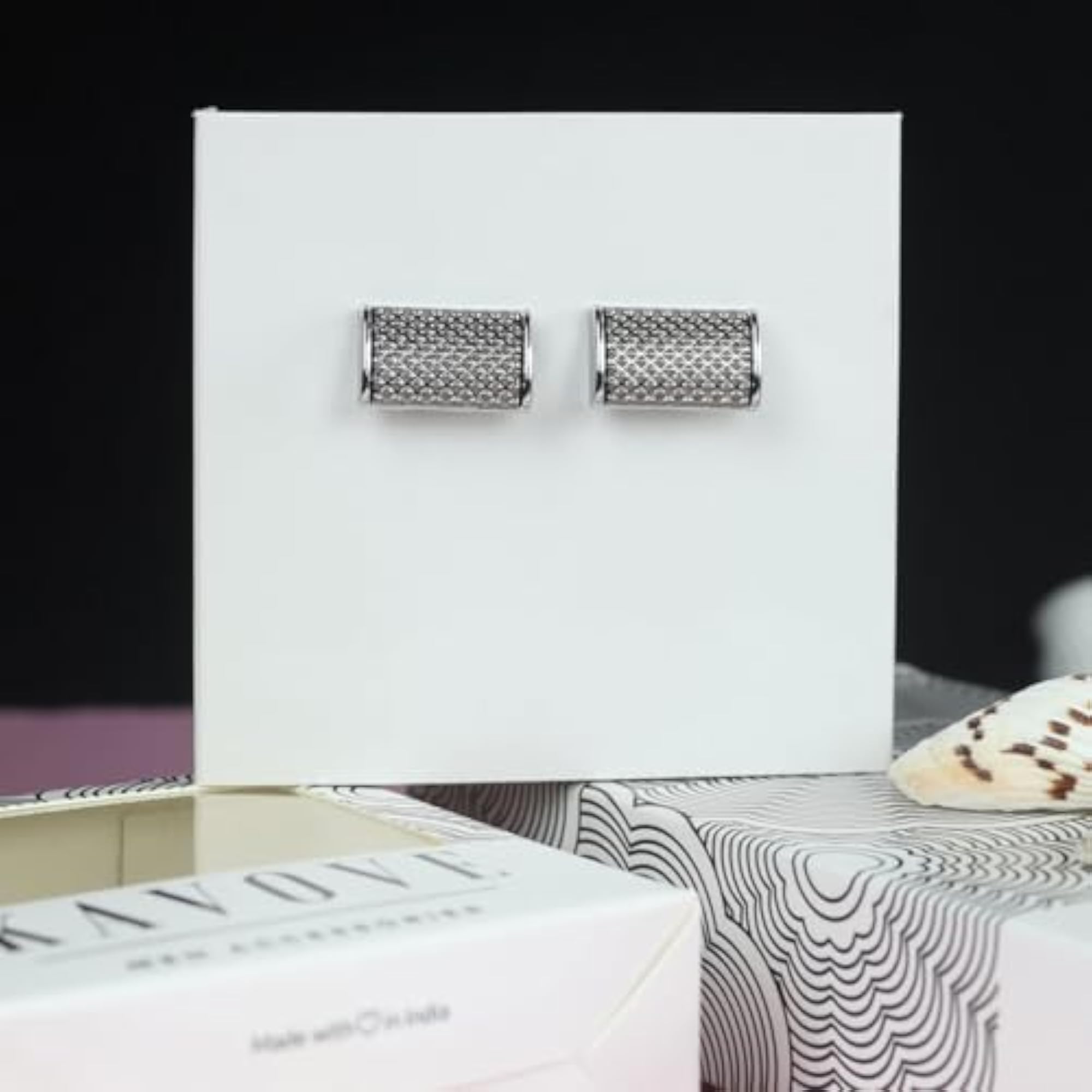 Men's Mosaic Silver Cufflinks, Elegant Accessory